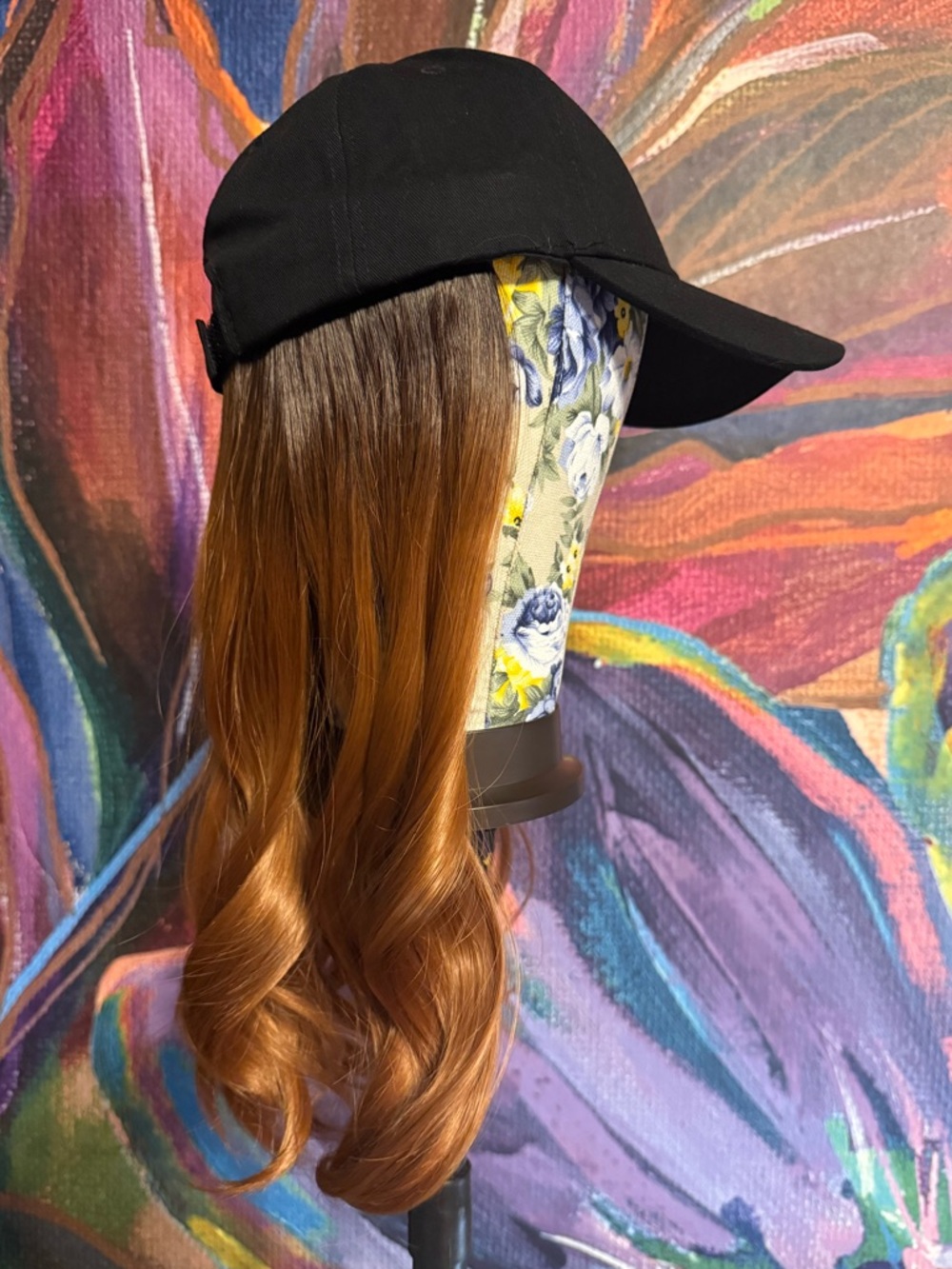 CSC Baseball Cap w/ 2 Velcro Copper Wefts Straight/Wavy Synthetic Hair Combo